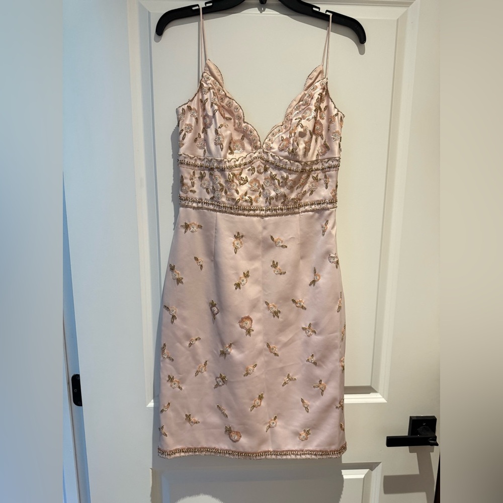 LAUNDRY BY SHELLI SEGAL BEADED PINK MIDI DRESS 6
